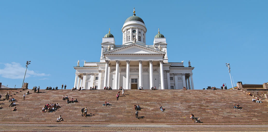 A view up towards Helsinki Cathedral, Finland